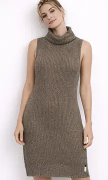 ONE TEASPOON Knit Metallic Turtleneck Mini Dress Gold Small