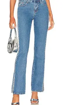 REVOLVE SUPERDOWN Revolve Valentina Rhinestone Jean in Medium Wash Size 26