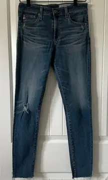 AG Adriano‎ Goldschmied The Farrah Skinny Ankle Jeans Distressed Raw Hem 27
