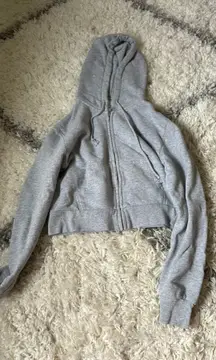 Brandy Melville Gray 1/4 Zip Cropped Hoodie