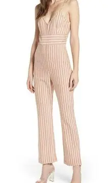 Leith NEW  Flare Leg Jumpsuit Peach Striped