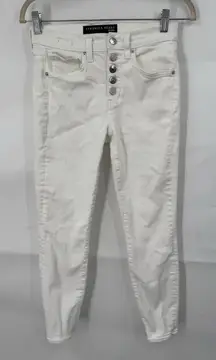 Veronica Beard Debbie Ankle Skinny Jeans 26 High Rise Button Fly White Preppy