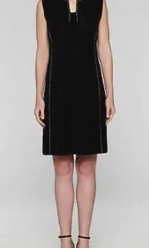 Misook Sleeveless Black Studded Trim A-line Dress Size Medium