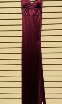 Macy's Maroon Satin Corset Body con Dress