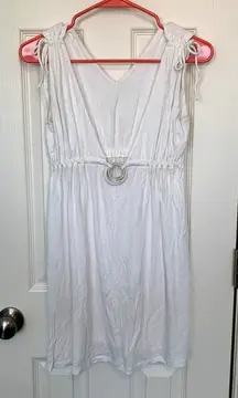 Perry Ellis XS/S‎ White Deep V-Neck Beach Coverup Dress
