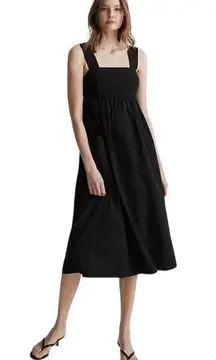 Madewell  CUTOUT BACK GOTH EMPIRE MIDI PIERCE DRESS CRINKLE BLACK 4