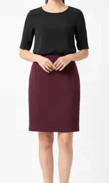 Express Pencil Skirt Womens 6 Burgundy Career Office Business Wear Classic Mini