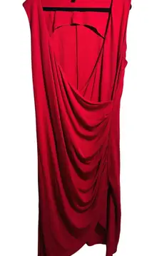 Torrid Red Sleeveless Faux Wrap Dress Plus 3X‎ Rouched Draped V Neck Party