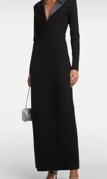 Humboldt Satin Lapel Gown Maxi Dress in Black Size M New w/Tag Retail $465