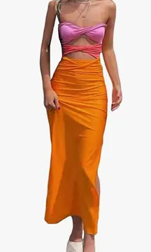 Orange And Pink Maxi Dress