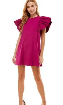 Purple Tshirt Puffy Sleeve Dress