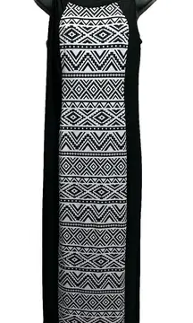 R & M‎ Richard's Black/White Aztec Maxi Dress Scoop/Keyhole Sleeveless Size 10P