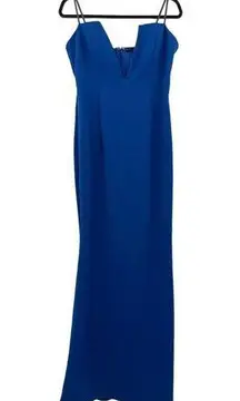 Katie May Dress Womens Large Crush Gown Ocean Blue Strapless Plunging V Neck NWT