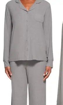 Skims Shirt Women Large Tan Ribbed Knit Soft Lounge‎ Sleep Top Sleepwear Comfy