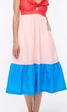 J.Crew  Colorblock tie-front cutout midi dress