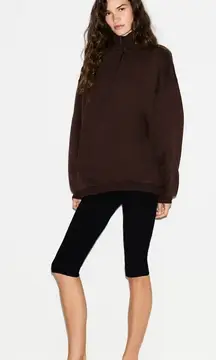 Skims NWT Boyfriend Fleece Slouchy Half Zip Pullover Expresso Color Size M