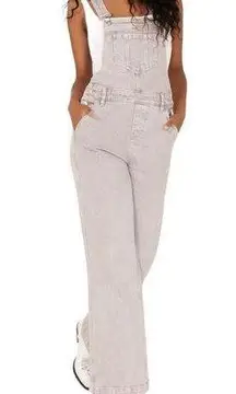 NWT Cleo & Wolf Grey wash wide leg overalls Size Large