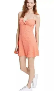 BAR III Women Polka-Dot O-Ring Dress Medium Coral Scuba Crepe Sweetheart Stretch