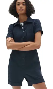 Everlane The Cotton Weave Striped Short Sleeve Romper