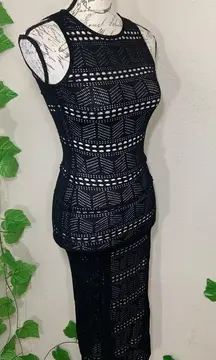 Windsor Black Lace Crochet Swim Coverup Dress New