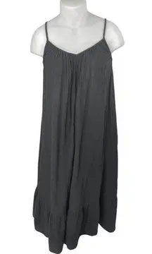 NEW Gap Black Sleeveless Tie Back Cotton Cami Camisole Tank Midi Dress Size L