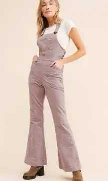 NWT $158 LEE Factory Flare Corduroy Overalls IN Mauve /Purple Storm Large