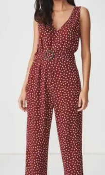Cotton on cranberry polka dot jumper suit L 