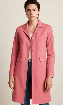 Express Women's M Pink Trench Coat Longline Button Front Fall Barbiecore Chic