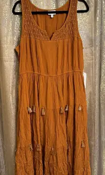 Shyanne Cognac Rust Orange Brown Western Maxi Dress XL NWT