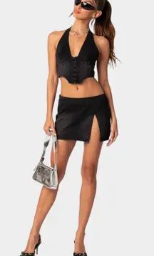 katrina slitted denim mini skirt