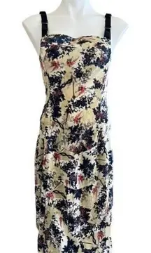 DIANE VON FURSTENBERG Floral Silk Sleeveless Mini Dress Velvet Bow Straps Size 6