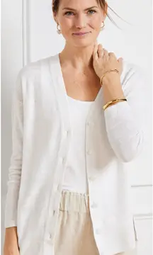 Talbots 100% Linen V-Neck Button Front Cardigan Long Sleeve Size Medium