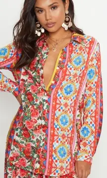 PRETTYLITTLETHING | Floral Oversized Blouse Sz S