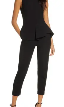 Black‎ Halo Kasia Peplum Cropped Jumpsuit Sleeveless Ruffle Black Size 12