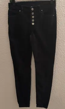 CAbi Sapphire Blue Button Fly Skinny Velvet Pants Size 2
