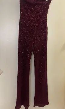 Wild Fable Womens Juniors Purple Sequined Strapless Jumsuit S Small 32” Ribbed
