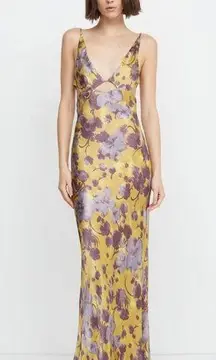 Bec+Bridge Indi Strappy Floral Cut Out Maxi Dress Golden Violet Womens Size 2