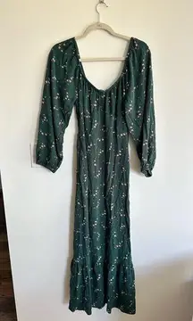 Wild Fable Medieval Floral Green Maxi Dress