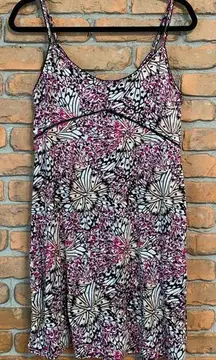 Ambrielle NWT Women's Butterfly Floral Print‎ Scoop Mini Slip Dress Fuchsia - S