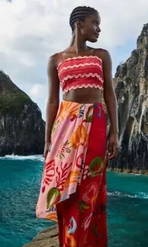 Farm Rio  Mixed Fruits Ocean Maxi Skirt Multicolor NWT Size Medium