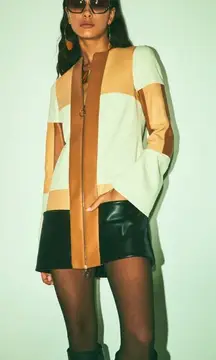 Alexis Cameron Dress in Multi Patchwork Large New asis Womens Vegan Faux Leather