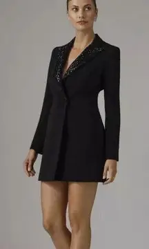 Jay Godfrey, Ace, Black, sequin collar,  tuxedo mini dress. 6