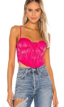 Arna Bustier Top in Fuschia $148 REVOLVE Animal Print Satin Underwire Barbiecore