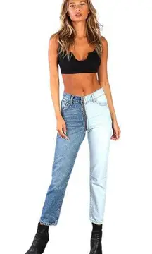 Revice Yin Yang High Waisted Two-Tone Crop Jeans Tokyo Wash Size 27