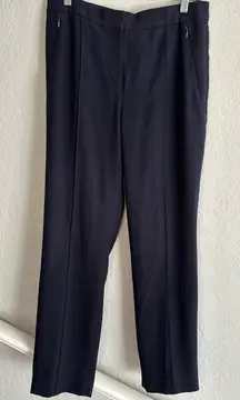 Elie Tahari Navy Blue Dress Pants Zipper Pockets Minimalist Contemporary Office
