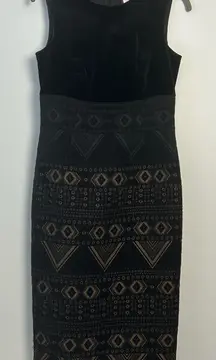 MaxMara| Black Dress with Bronze Geometric Design sz 6 NWT