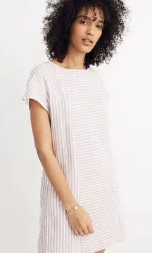 MADEWELL Linen Blend Dress Womens XSmall Striped Mini Summer Trip Coastal Beach