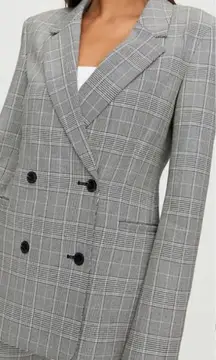 Aritzia Sunday Best Freshman Blazer Jacket Plaid Check Gray‎ Black Size Large