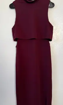 Womens Burgundy Sleeveless Cutout Sheath Dress Knee Length Party Cocktail Sz M