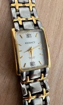 Regency Diamond and Gold Tone Two Tone Watch Ladies Vintage Quartz